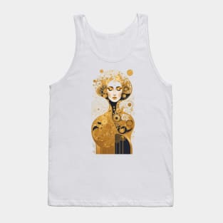 Gustav Klimt's Golden Elegance: Inspired Woman in Opulent Grace Tank Top